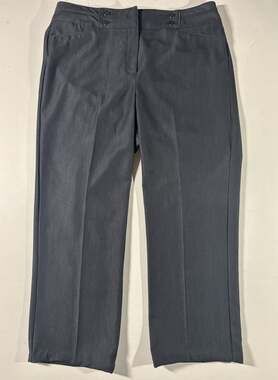 Zac & Rachel Women’s Sz 10p Black Straight Leg Trousers Button Detail